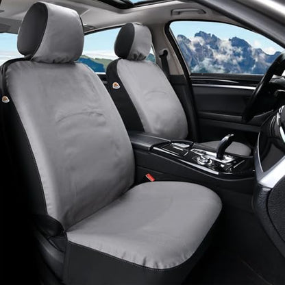 Coverado Car Seat Covers Front, Canvas Universal Seat Covers for Cars, 2-Pack Car Seat Cushions, Auto Seats Protectors for Kids & Dogs, Driver Seat Covers Fit for Most Vehicles Trucks SUVs/Gray - Image 6