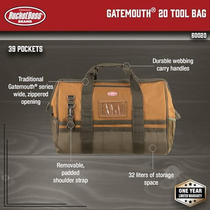 Bucket Boss Gatemouth 20 Tool Bag in Brown, 60020, 32 liters - Image 2
