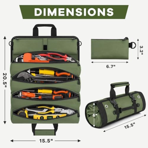 ANILD 15.5 Inch Extra Long Tool Bag Roll Up, Roll Up Tool Bag Organizer - Image 2