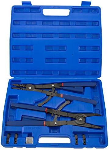 Hiltex 02016 16" Snap Ring Plier Set, 2 Piece | External and Internal Pliers | Straight, 45°, 90° Tips by Hiltex