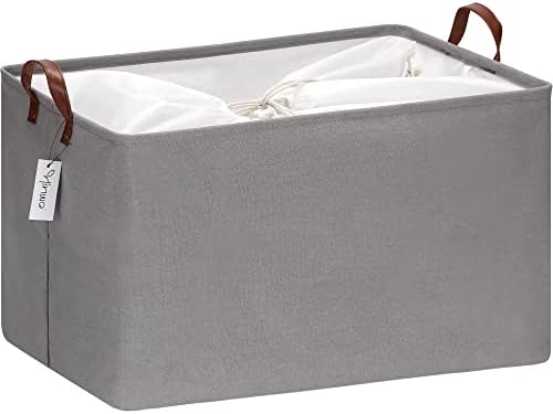Hinwo 70L Extra Large Canvas Storage Bin with Lid and Handles by Hinwo