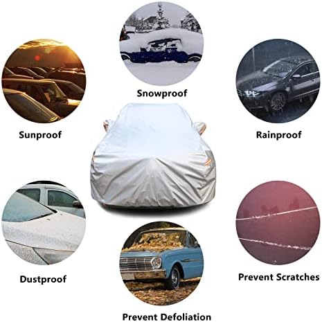 SEAZEN 2 Layers SUV Car Cover Waterproof All Weather, Outdoor Car Covers for Automobiles with Zipper Door, Hail UV Snow Wind Protection (Length Up to 190") - Image 2