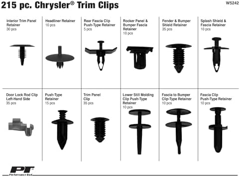 Performance Tool W5242 215-Piece Chrysler Trim Clip Assortment Kit - Image 2