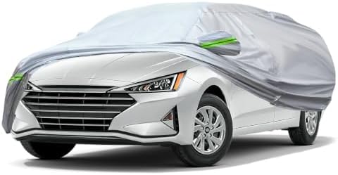 AUQDD 6-Layers Premium Sedan Car Cover Waterproof All Weather Weatherproof UV Sun Protection Snow Dust Storm Resistant Outdoor Exterior Custom Form-Fit Full Padded Car Cover with Straps 178"-189" K2 by AUQDDAutoPartsWholesale