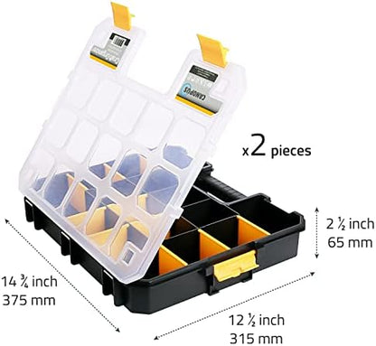 CANOPUS Craft Organizer, Set of 2 Interlocking Cases with Adjustable Compartments, Briefcase-Type Hardware & Parts Organizer, Toolbox Set for Bolts, Nails, Screws, and Other Small Parts - Image 5