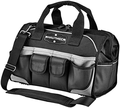 HAUTMEC 16" 47-Pockets Tool Bag, Heavy-Duty 1680D Wide Mouth Tool Organizer with Reinforced Hard Base, Padded Shoulder Strap - HT0183 by HAUTMEC