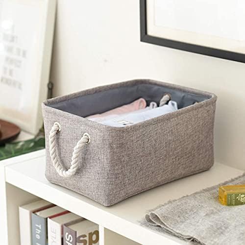 Storage Basket Fabric Sturdy Canvas Storage Bins Organizer with Handles for Clothes and Storage Foldable Storage Boxes Cubes - Image 2