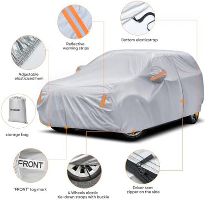 SUV Car Cover Waterproof All Weather - Outdoor Full Car Cover for Automobiles Snow Rain Sun UV Dust Protection Scratch Universal Fit SUV Up to 190" - Image 2