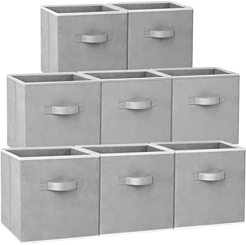 Criusia Large Storage Cubes - 13 Inch Heavy Duty Fabric Storage Bins for Shelves Closet, Cube Organizer - 8 Pack Collapsible Cube Storage Bins Baskets for Organizing Clothes Blankets Toys (Grey) by Criusia