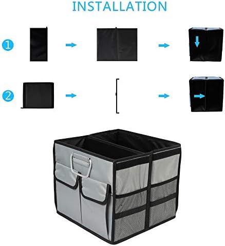 Car Trunk Organizer Collapsible Portable Multi Compartments Organizer with Non Slip Straps for SUV Truck Auto Vehicle Car Auto Minivan (Small without cover, Space gray) - Image 4
