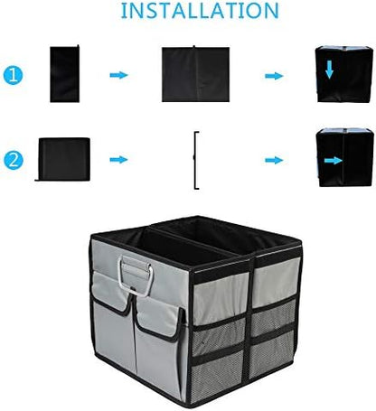 Car Trunk Organizer Collapsible Portable Multi Compartments Organizer with Non Slip Straps for SUV Truck Auto Vehicle Car Auto Minivan (Small without cover, Space gray) - Image 4