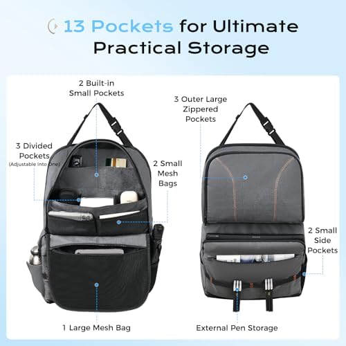 Coverado Backseat Car Organizer 2 Packs, Heavy-Duty Durable Dual-Way Use Car Back Seat Organizer Waterproof with Multi Pockets, Zipper Closure Design, Protect Valuables from Spills, Keeps Car Tidy - Image 2