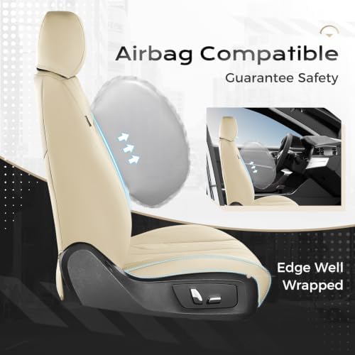 Coverado Car Seat Covers Full Set, Seat Covers for Cars, Front Seat Covers and Back Seat Cover Waterproof Leather Automotive Seat Cover, Universal Car Interior Protectors Cushion for Most Cars - Image 4