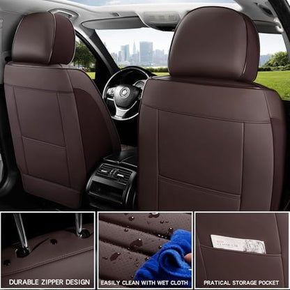 MINGBRON Car Seat Covers,Car Seat Protector Waterproof,Seat Covers Full Set, Car Seat Protectors,Automotive Seat Covers Fit for Most Cars Brown - Image 5