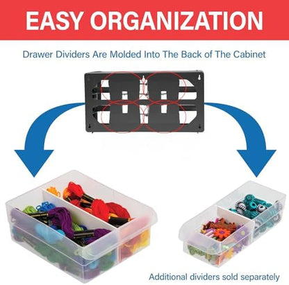 Akro-Mils 26-Drawer Plastic Storage Cabinet, 20"W x 6"D x 10"H, Black - Image 5
