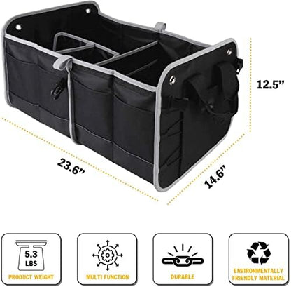 Tahoe Trails 23" Foldable Trunk Organizer for Car Storage, Reinforced Base Plates, Non Slip Bottom, Securing Straps, 11 External Pockets, 2 Pack, Black - Image 2