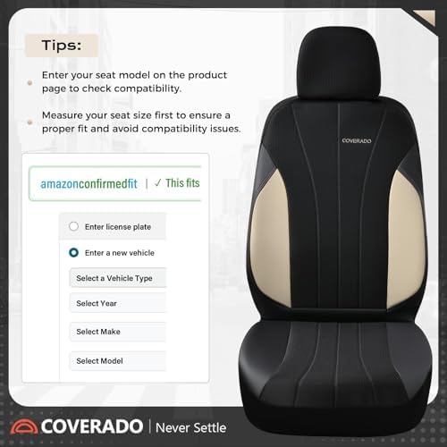 Coverado Car Seat Covers Full Set, Waterproof Automotive Seat Protectors 5 Seats,Beige Driver Protectors Universal Fit for SUVs, Trucks, Sedans,Car Accessories - Image 5