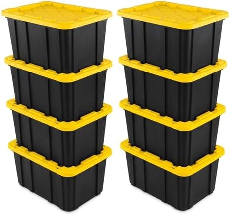 Sterilite Industrial Storage Tote with Lids for Garage, 27 Gallon, 8-Pack by Sterilite