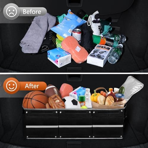 AOPHY Car Trunk Organizer with Insulated Cooler Bag, Foldable & Waterproof Storage Organizer with Lid for SUV, Truck, Sedan - 4 Large Adjustable Compartments, Heavy Duty & Collapsible Design - Image 6