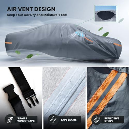 Waterproof MDX(2007-2026) Car Cover with Breathable Vents, [Upgrade] Premium Covers with Cotton Liner and Zipper Door,Sun Rain Snow Dust Uv Protection.(Gift with Towel) - Image 6