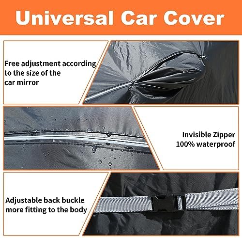 Coverado 6 Layers Car Cover Waterproof All Weather, Soft Cotton Lined Coupe Cover, Outdoor Heavy Duty Car Covers Rain Snow UV Hail Protection, Full Covers Universal Fit for Sports Car (173"-182") - Image 3