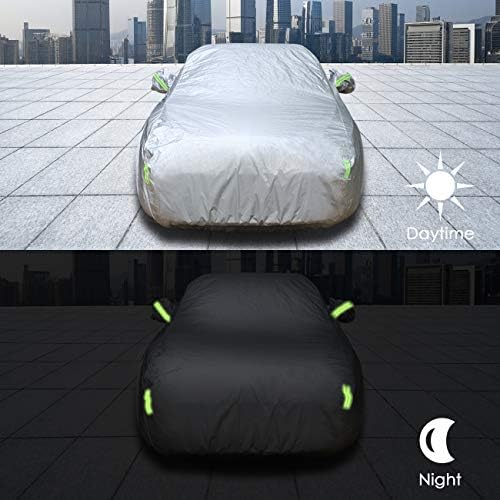 Sedan Car Cover Waterproof All Weather for Auto 210T Lightweight Breathable Outdoor Car Covers UV Protection/Windproof/Dustproof/Scratch Resistant Universal Car Cover Fit Sedan (Up to 193”L) - Image 5