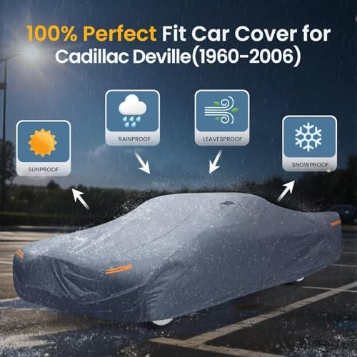 Waterproof DeVille(1994-1999) Car Cover with Breathable Vents, [2026 Upgrade] Premium Covers with Cotton Liner and Zipper Door, Sun Rain Snow Dust Uv Protection. - Image 3