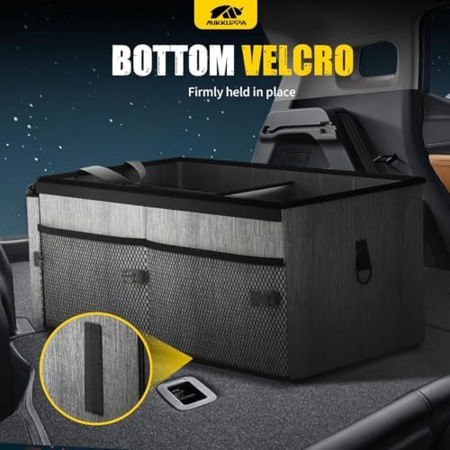 MIKKUPPA Trunk Organizer with Lid - 65L Collapsible Car Organizer, Gray - Image 3
