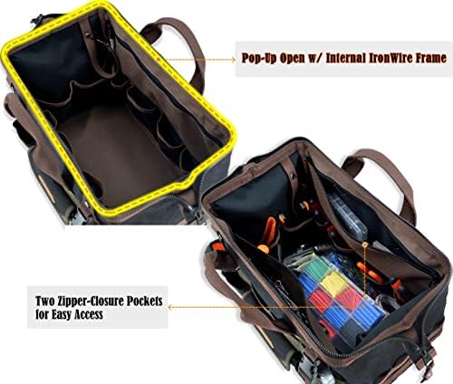 WELKINLAND 32-Pocket Waxed Canvas Tool Bag, 16" HVAC Tool Bag For Men - Image 4