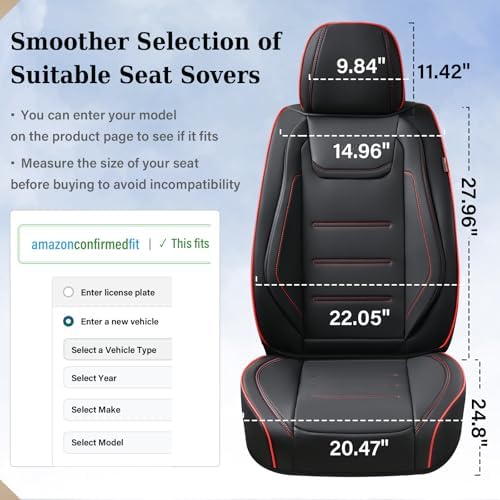 Coverado Car Seat Covers, Front Covers for Cars, Car Seat Cover Front Seats, Car Seat Protector Waterproof, Leather Cushion, Universal Interior Covers Seat Protectors for Most Cars - Image 6