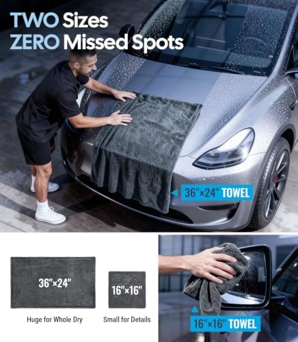 Wigoo Microfiber Car Drying Towel for Detailing, Cars, SUV, Truck (2 Sizes) - Image 2