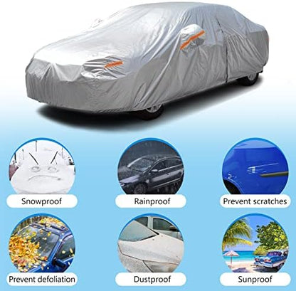 SEAZEN Car Cover Waterproof All Weather, Full car Covers UV Protection/Snowproof/Dustproof, Universal Car Cover 2 Layer with Zipper (Fit Sedan Length Up to 209") - Image 2