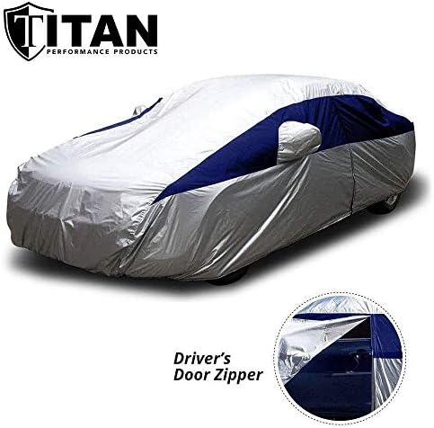 Titan Brilliant Color Poly 210T Car Cover for Large Sedans 203-212". Waterproof, UV Protection, Scratch Resistant, Driver-Side Zippered Opening. Fits Avalon, XTS, 6-8 and More. - Image 2