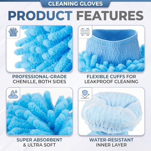 Patelai 30 Pcs Car Wash Mitts Bulk Microfiber Scratch Free Detailing Chenille Car Washing Gloves Hand Double Sided Absorbent Cars Sponge for Washing Cleaning Trucks Boats, 9.45 x 5.9 Inch(Grey,Blue) - Image 3