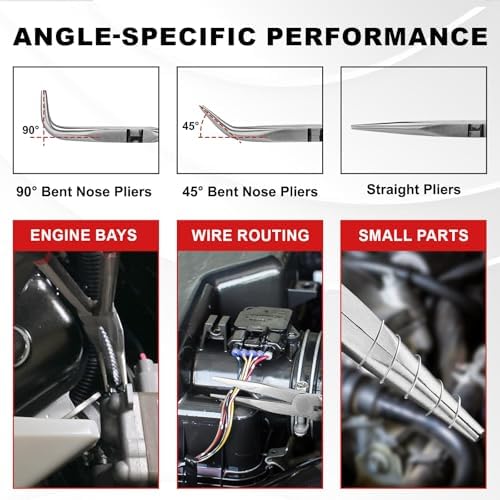 9-Piece 11" Long Reach Needle Nose Pliers Set - Image 4