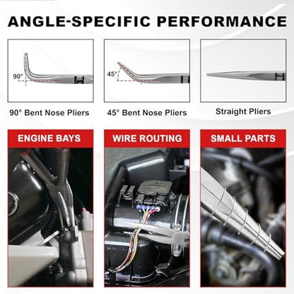 9-Piece 11" Long Reach Needle Nose Pliers Set - Image 4