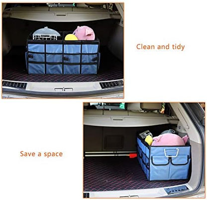 Car Trunk Organizer Collapsible Portable Multi Compartments Organizer with Non Slip Straps for SUV Truck Auto Vehicle Car Auto Minivan(Large without cover, Blue) - Image 4