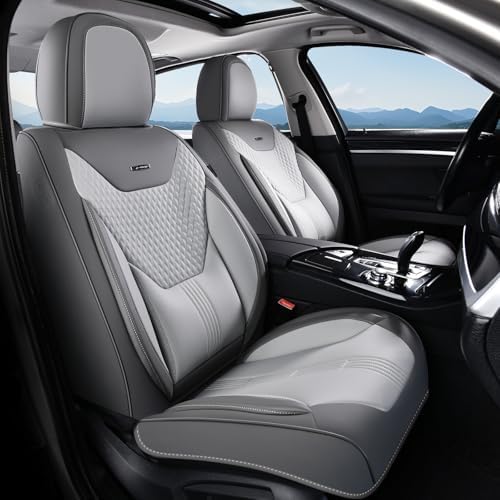 Coverado Car Seat Covers with Lumbar Support, Front Covers for Cars, Universal Automotive Seat Cover, Waterproof, Leather Car Seat Cushion, Interior Seat Protectors for Most Cars by COVERADOAUTO