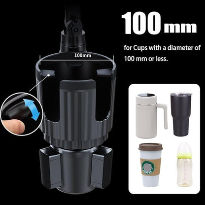 Cup Holder Phone Mount for Car, 2 in 1 Cell P Car Mount 360 Rotation Cup Holder Expander for Stanley 10-40oz Drink Bottles, Mugs and Phone Compatible with iPhone Samsung