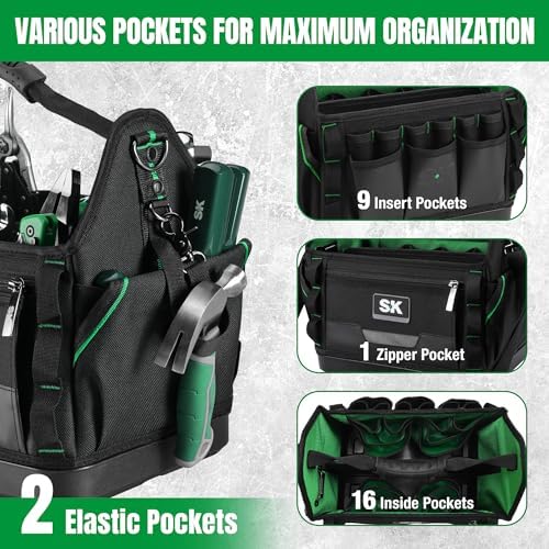 SK 15-Inch Open Top Tool Bag Organizer, Stackable Tool Tote, 1680D Fabric - Image 4