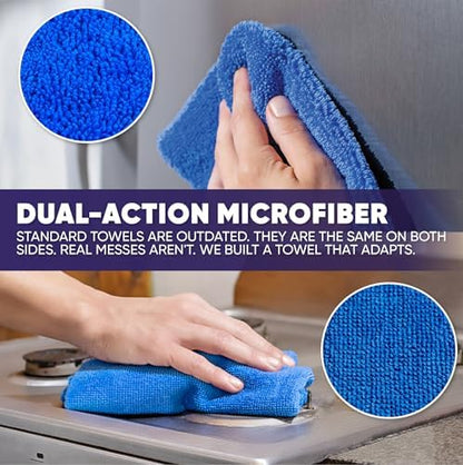Microfiber Wholesale Pronto Cloths, Dual-Sided Microfiber Cleaning Towels, Soft Plush & Scrub Cloths for Dusting, Scrubbing, Kitchen, Windows & Car Detailing, Absorbent Bulk 25-Pack Blue - Image 3