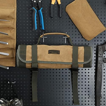 Wrench Tool Roll, Heavy Duty Waxed Canvas Multi-purpose Tool Pouch Bag With 25 Pockets, Easy Storage, Durable (Khaki) - Image 7