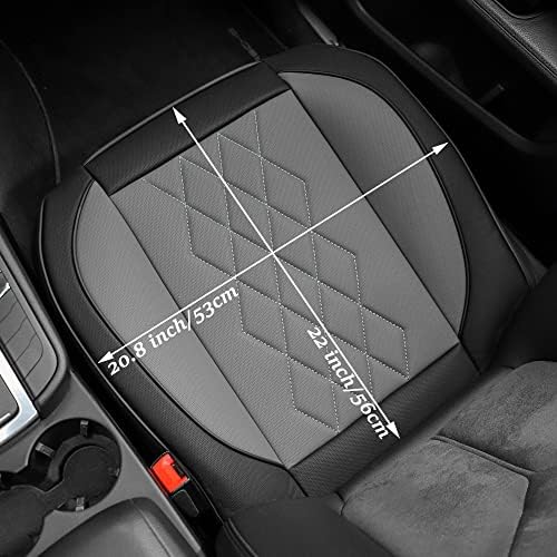 JOJOBAY 2pack Leather Car Seat Cover,Bottom Seat Covers for Cars,Front Seat Protector,Fit for 95% of Vehicles - Padded,Anti-Slip,Premium Leather(2 PCS,Grey) - Image 2