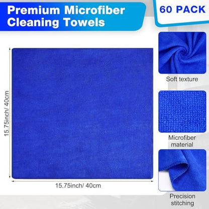 Nuenen Car Microfiber Clean Cloths, Blue, 16 x 16 Inch, 140 Pcs - Image 2