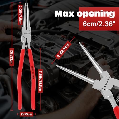 TOOLEAGUE 13" Large Snap Ring Pliers, Straight Internal Circlip Pliers,1 Pc - Image 3