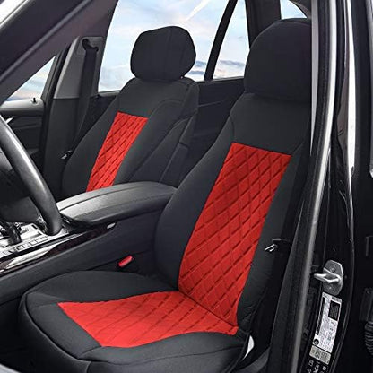 FH Group Car Seat Cover Cushion - 2 Pack Seat Covers for Cars Trucks SUV, Red Black Neosupreme Car Seat Cushions, Waterproof Car Seat Cover Cushion, Universal Fit Car Seat Protector - Image 2