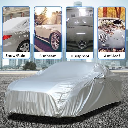 Tecoom Sport Car Cover Waterproof, All-Weather UV Windproof Hail Protector Light Shell Outdoor Full Exterior Cars with Door Zipper & Mirror Pockets for Coupe/Convertible/Sports, 183-193 Inches - Image 3