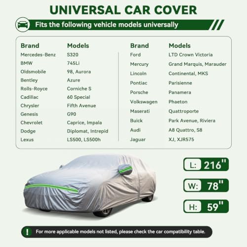 AUQDD 6-Layers Premium Sedan Car Cover Waterproof All Weather Weatherproof UV Sun Protection Snow Dust Storm Resistant Outdoor Exterior Custom Form-Fit Full Padded Car Cover with Straps 205"-214" K5 - Image 2