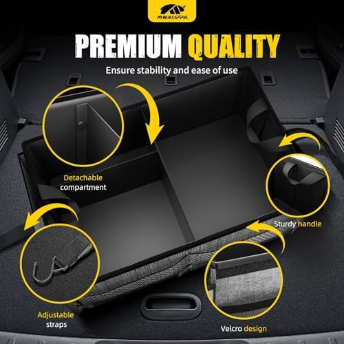 MIKKUPPA Trunk Organizer with Lid - 65L Collapsible Car Organizer, Gray - Image 4