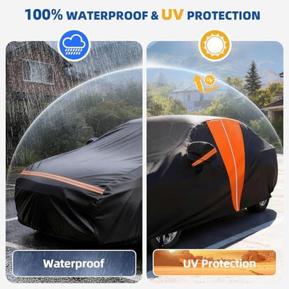 10-Layer Car Cover Waterproof All Weather Soft Cotton&Door Zipper - Image 3